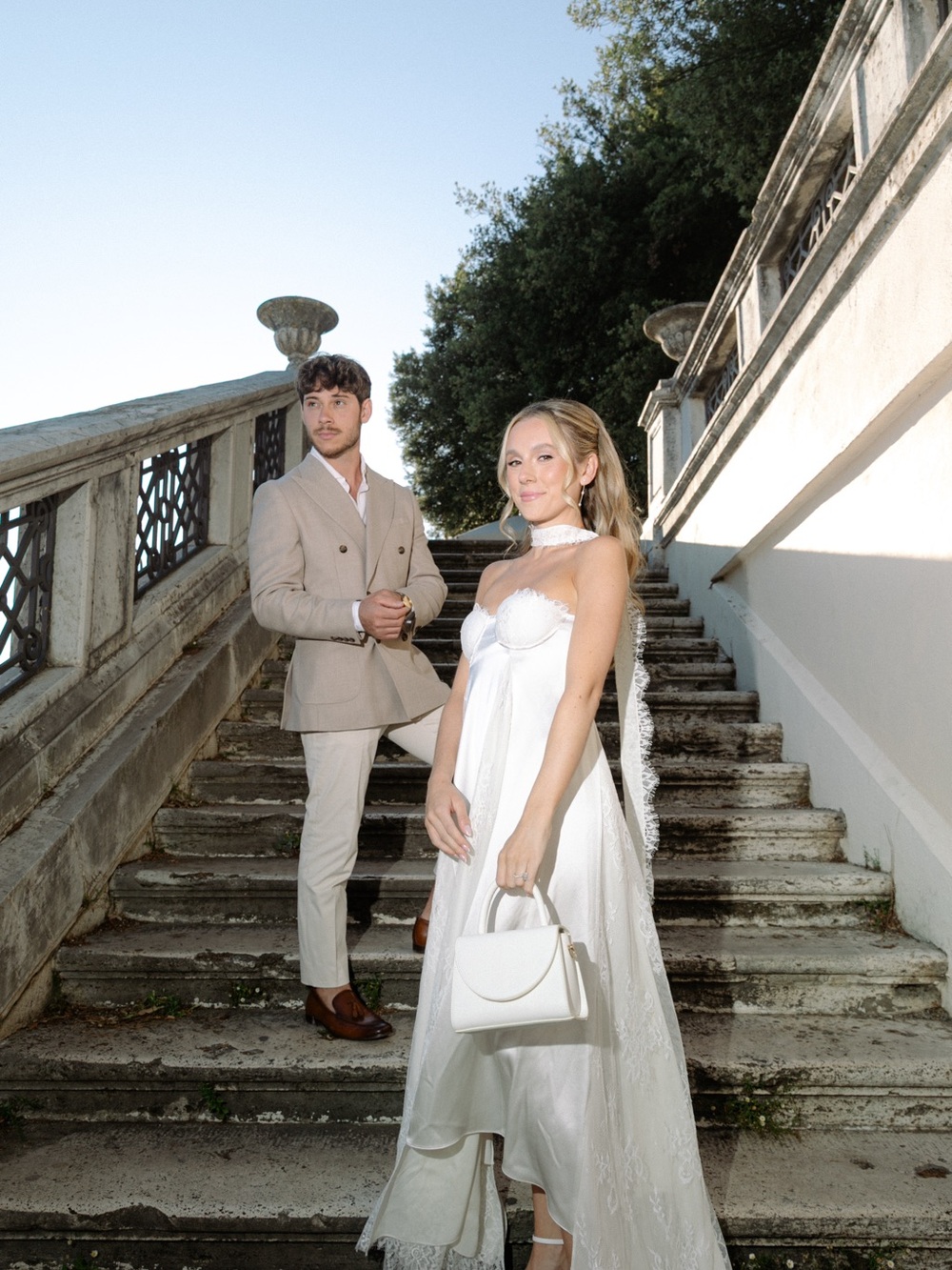 UNDONE BY KATE- JACQUELINE DRESS White Satin Bridal Dress with Neck Scarf